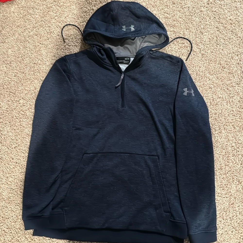 UNDER ARMOUR Hoodie Mens medium Blue Fleece Sweatshirt